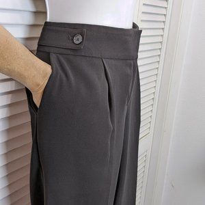 Ann Taylor Black Dress Trouser Pants 8 Pleated Straight Leg Ankle Length